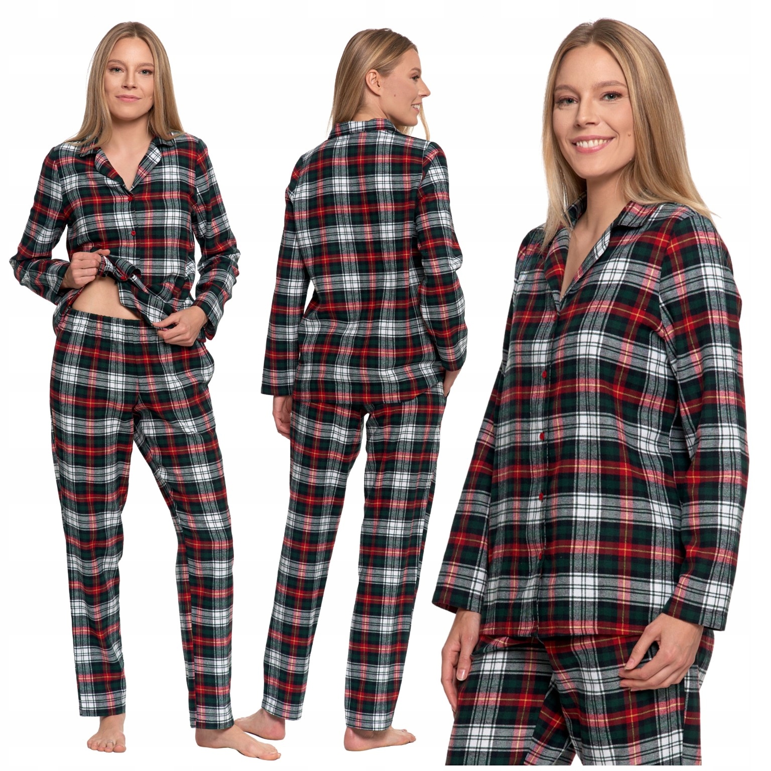 Dámské pyžamo kostkované, dvoudílné flanelové klasické Dárek XXL – ideální jako Moraj