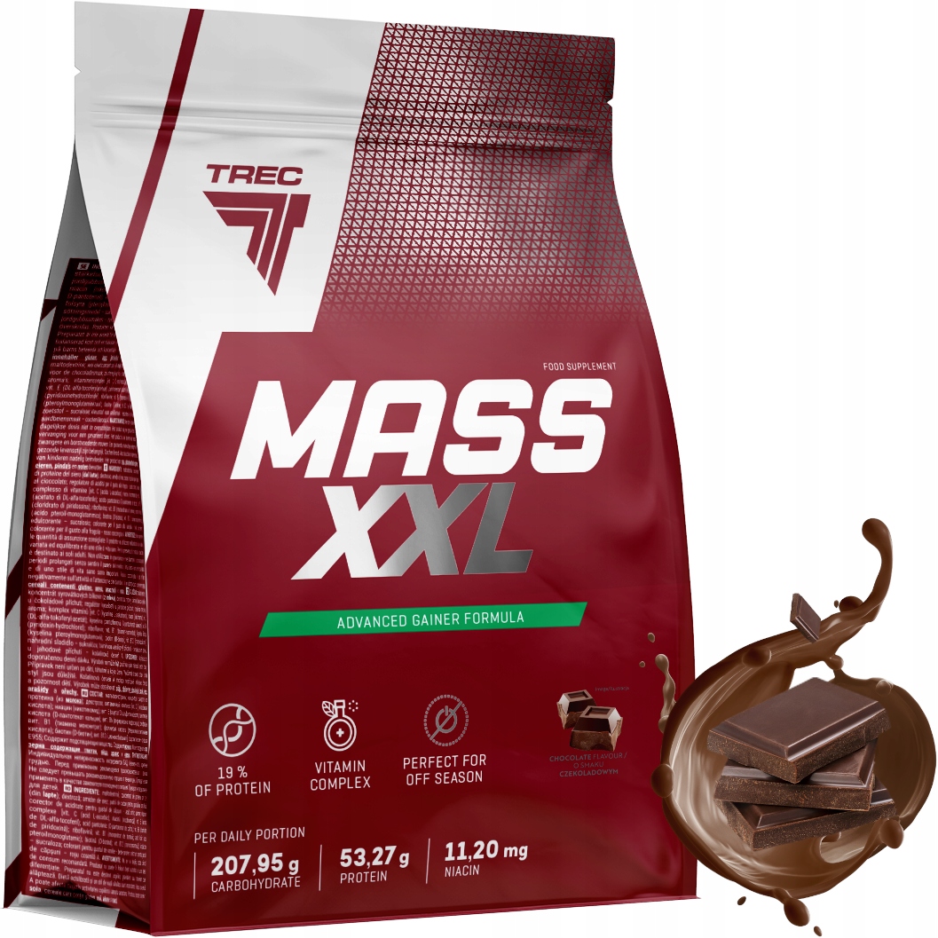 Trec Gainer Mass XXL 4800G Doplněk Stravy Pro Nabrání Hmotnosti, Protein Wpc 80, Vitamíny, Koktejl