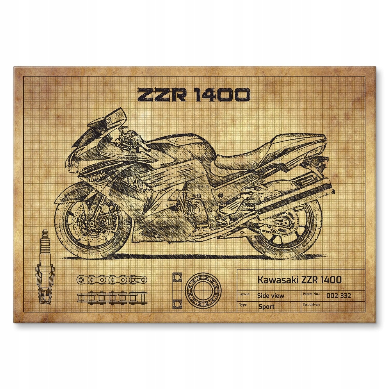 Kovový plakát Kawasaki Zzr 1400 Šidítko Plech 22 x 31 cm Dárek