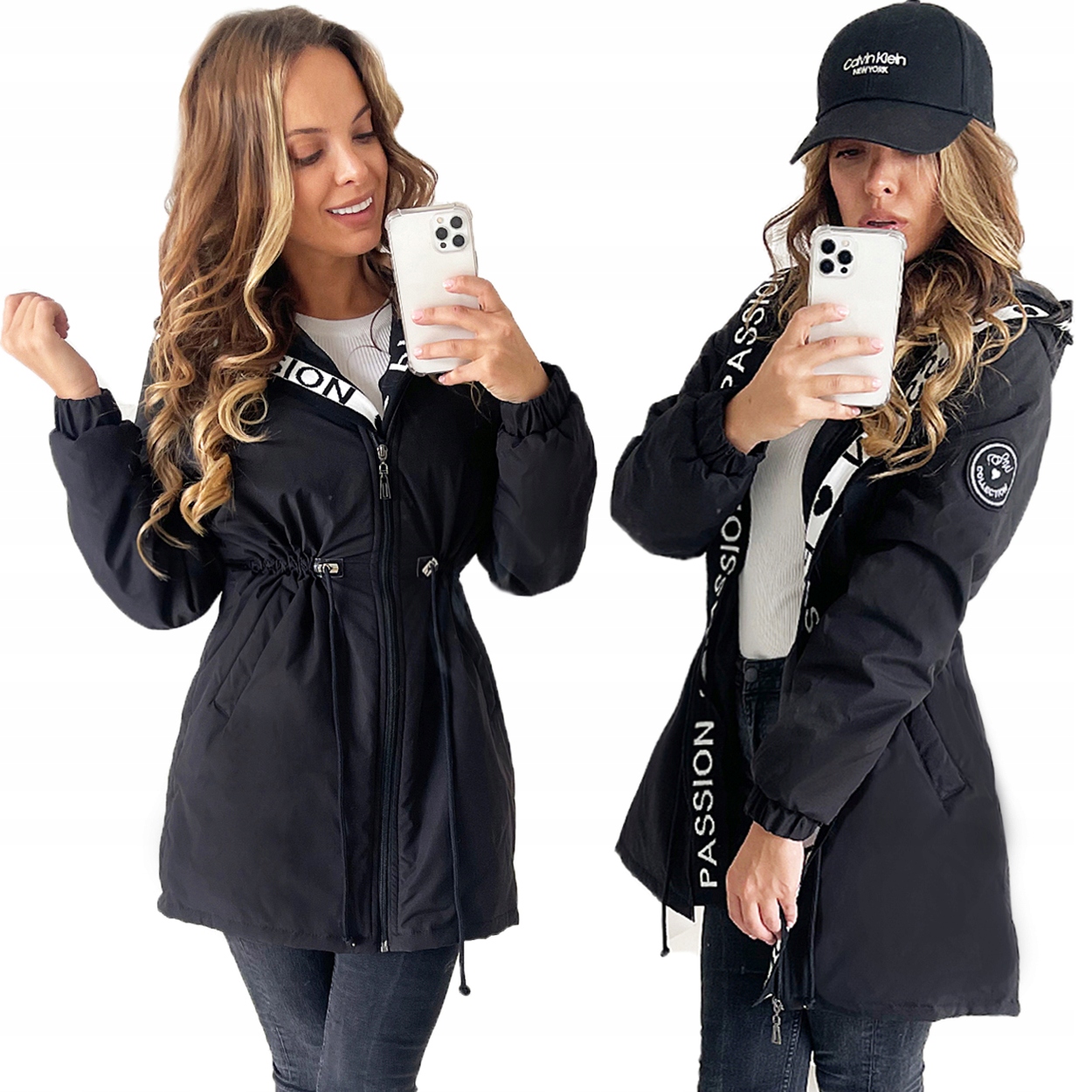 Jarní Přechodová Parka Asymetrická Bunda Kabát S