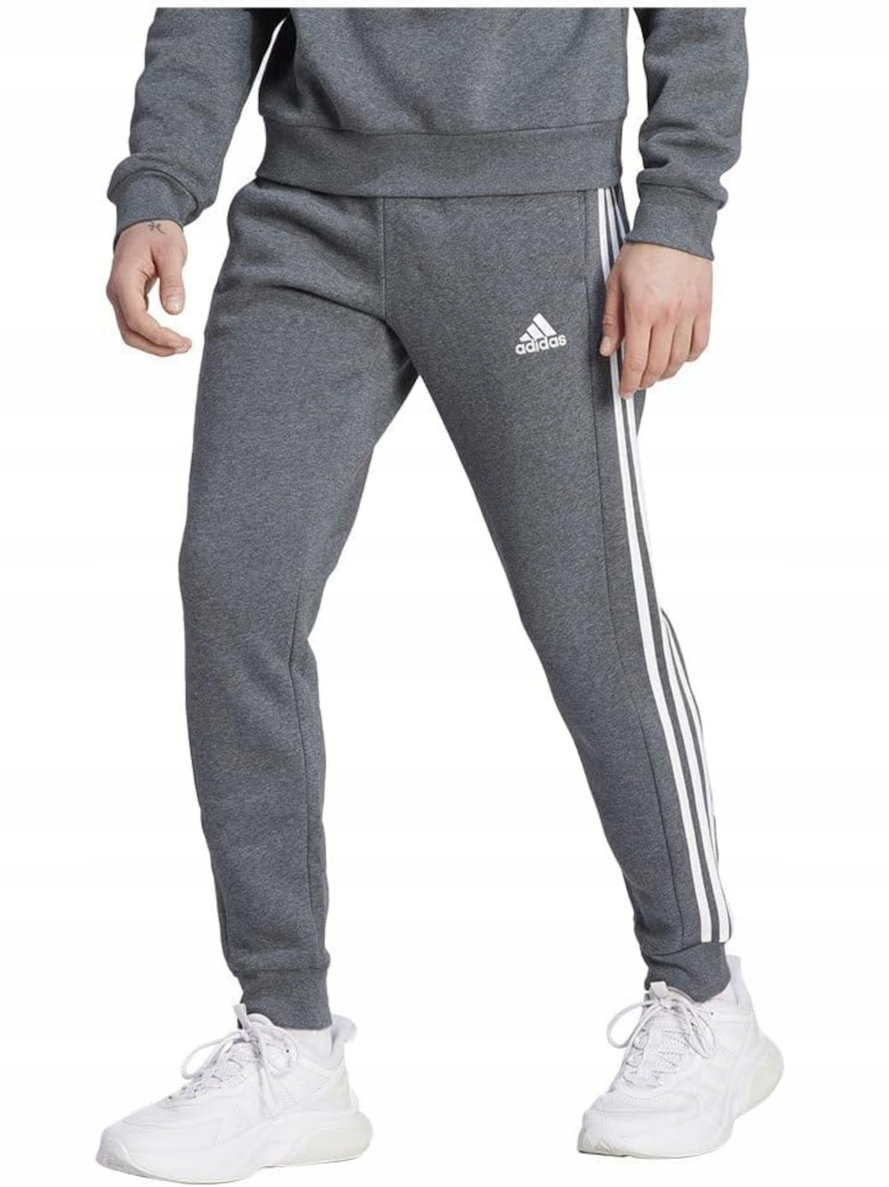 Pánské kalhoty Adidas Sportovní IJ8884 bavlna teplákové regular šedé XL