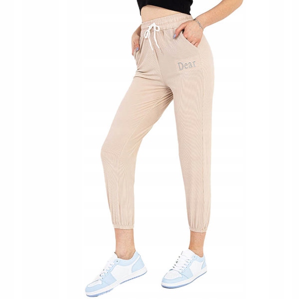 

21003 Beige Damskie Spodnie Materiałowe 4XL/5XL