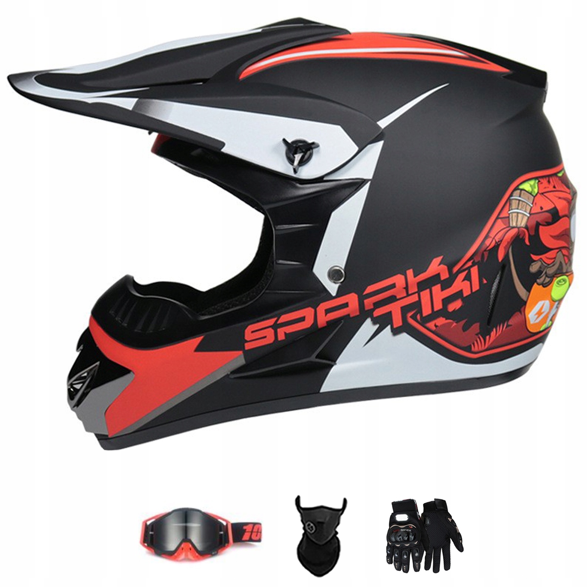 Motocyklová Přilba Lehká Enduro Quada Brýle Rukavice Maska M