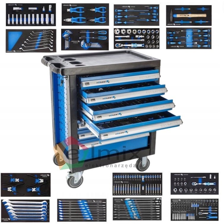 HOGERT TECHNIK SZAFKA NARZĘDZIOWA Z WYPOSAŻENIEM 252 ELEMENTÓW HT7G058