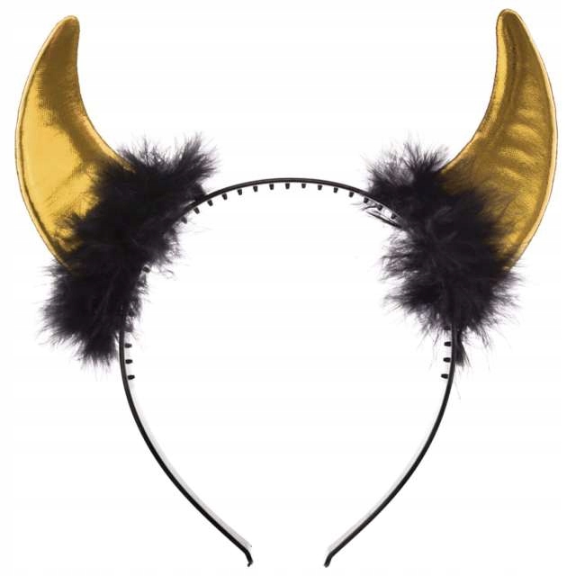 opaska ROGI DIABŁA złote z futerkiem DIABLICA