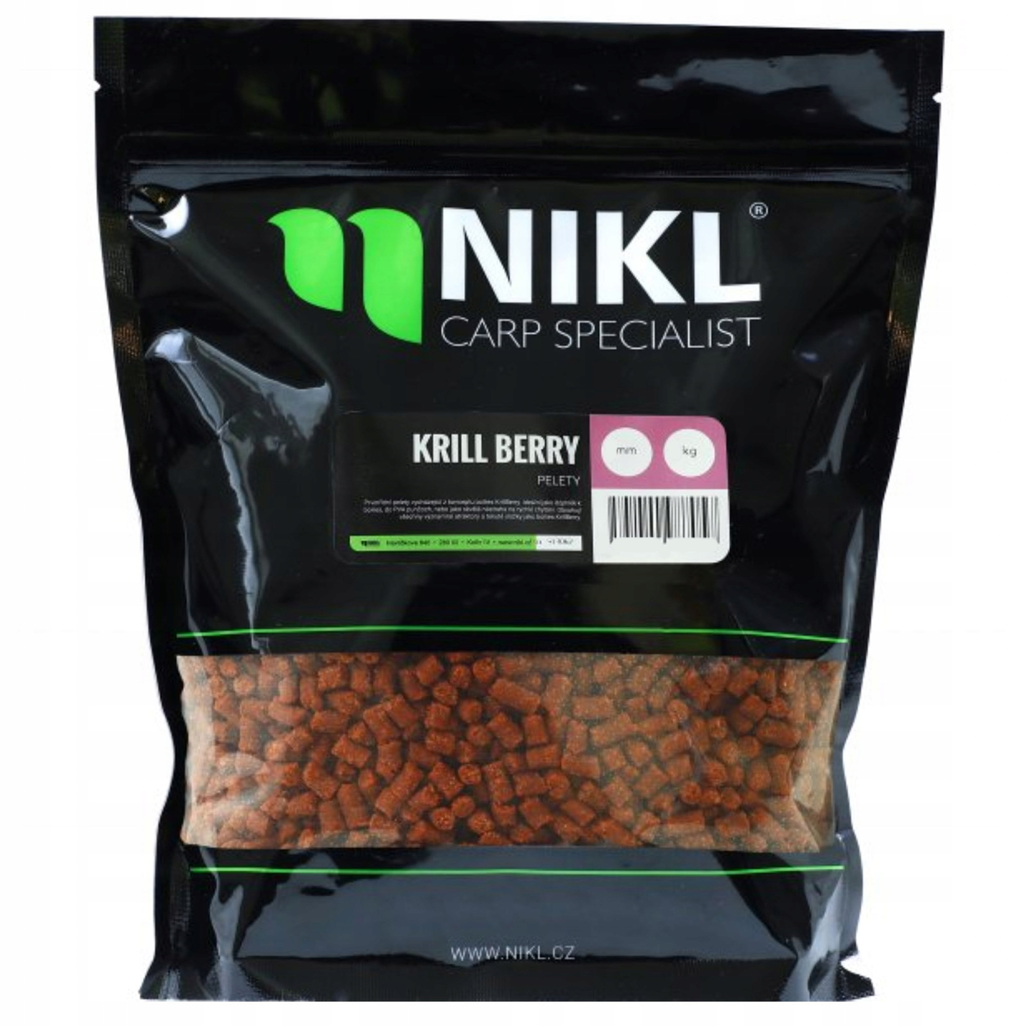 3x Pellet Krillberry owocowo-mięsny 18 mm z dziurką do karpiowania Karel Ni