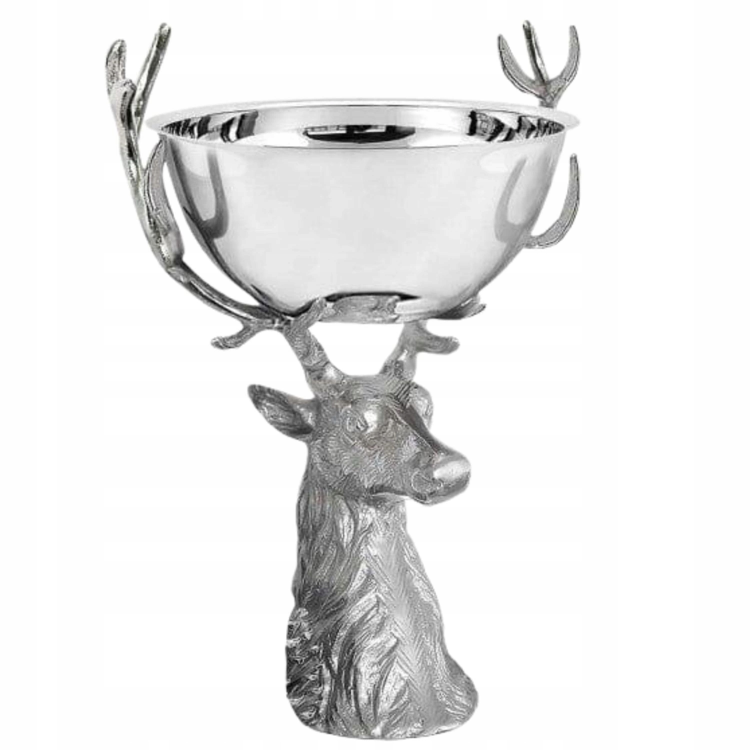 Dekoratívna misa Edzard Richard hlava jeleňa strieborná hliníková oceľ