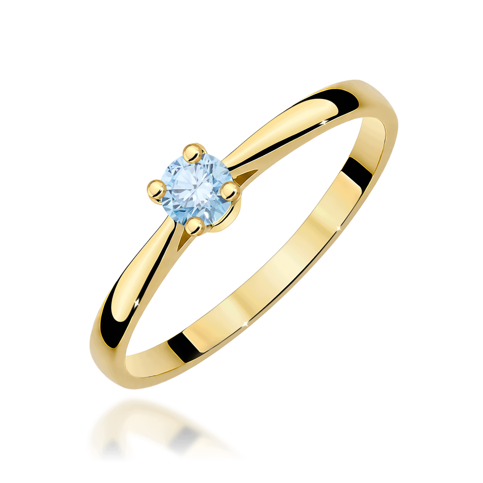 Zlatý prstýnek, zlato 585 vel. 14, laboratorní modrý diamant 0,15 ct