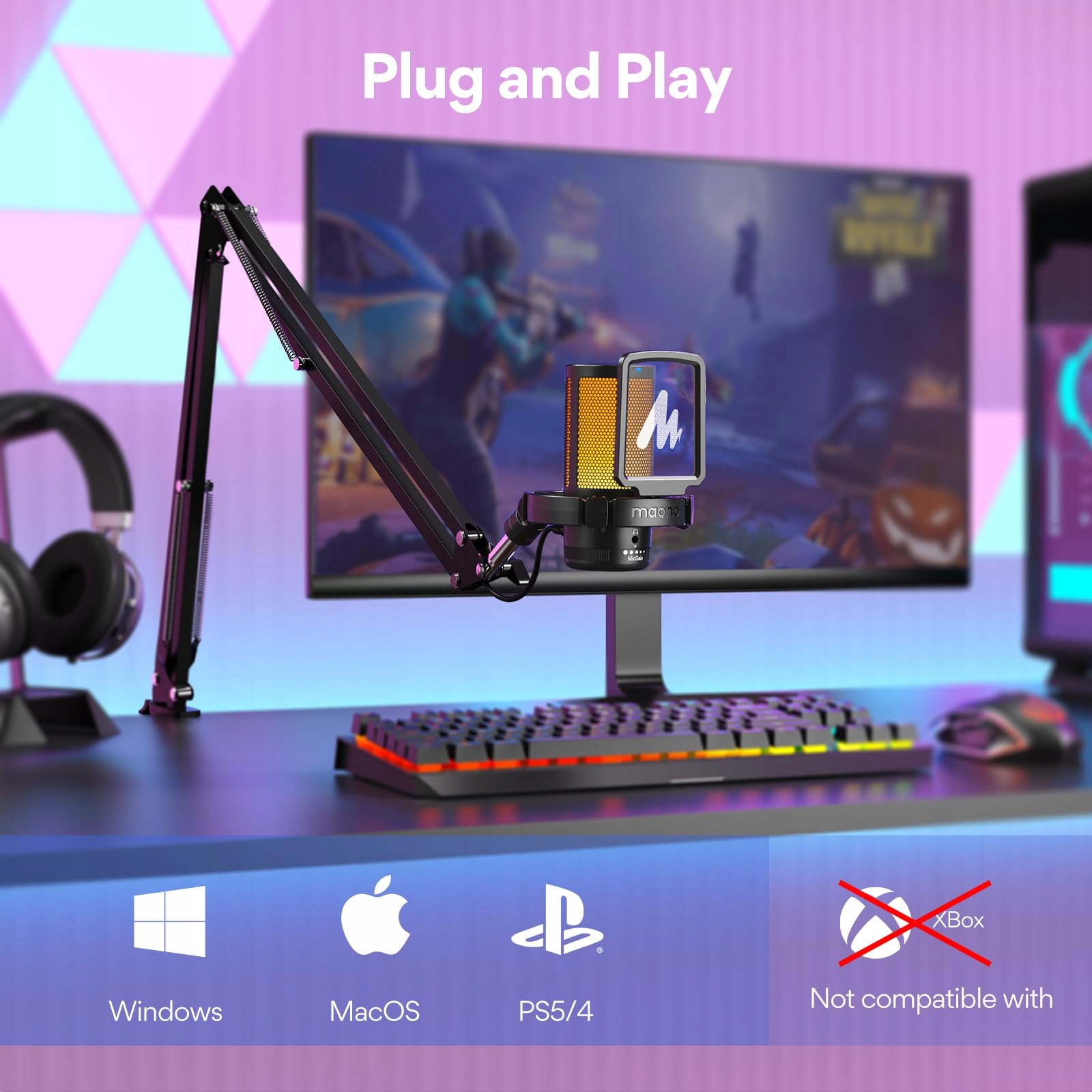 MAONO Gaming USB Mikrofon z Redukcją Szumów do Streamingu i Podcastów — miniatura 6