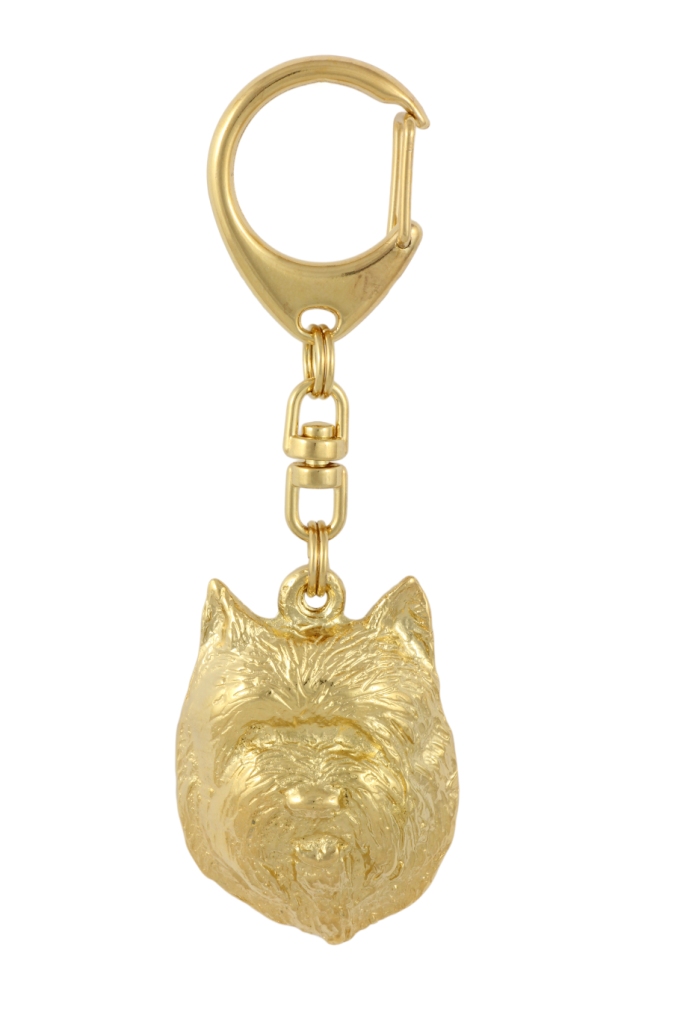 Cairn Terrier pozlacený přívěsek na klíče se psem, exkluzivní přívěsek na klíče