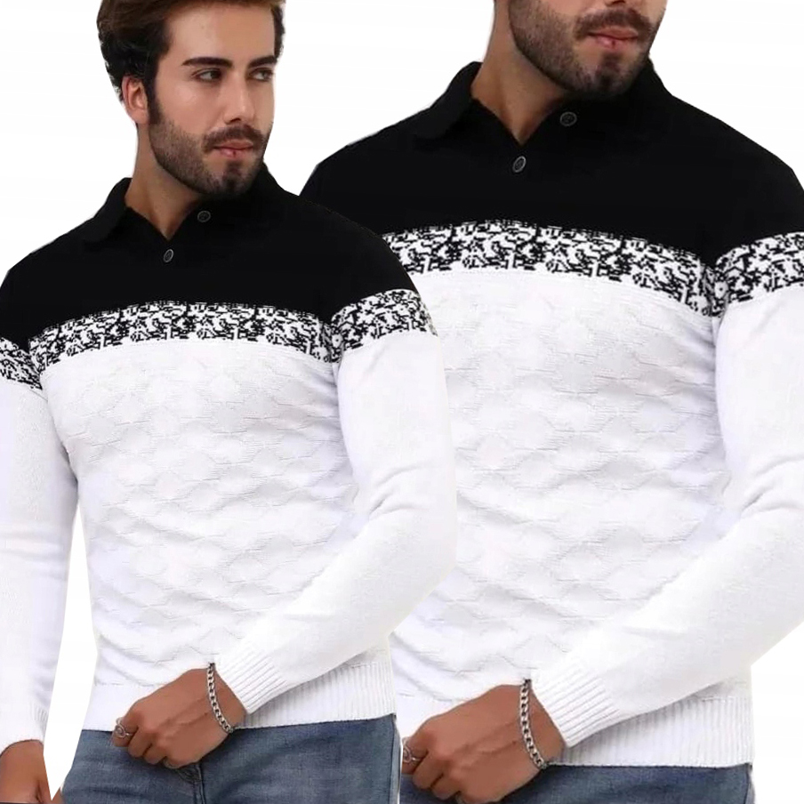 Pánský svetr Polo Vlna elastický s límcem