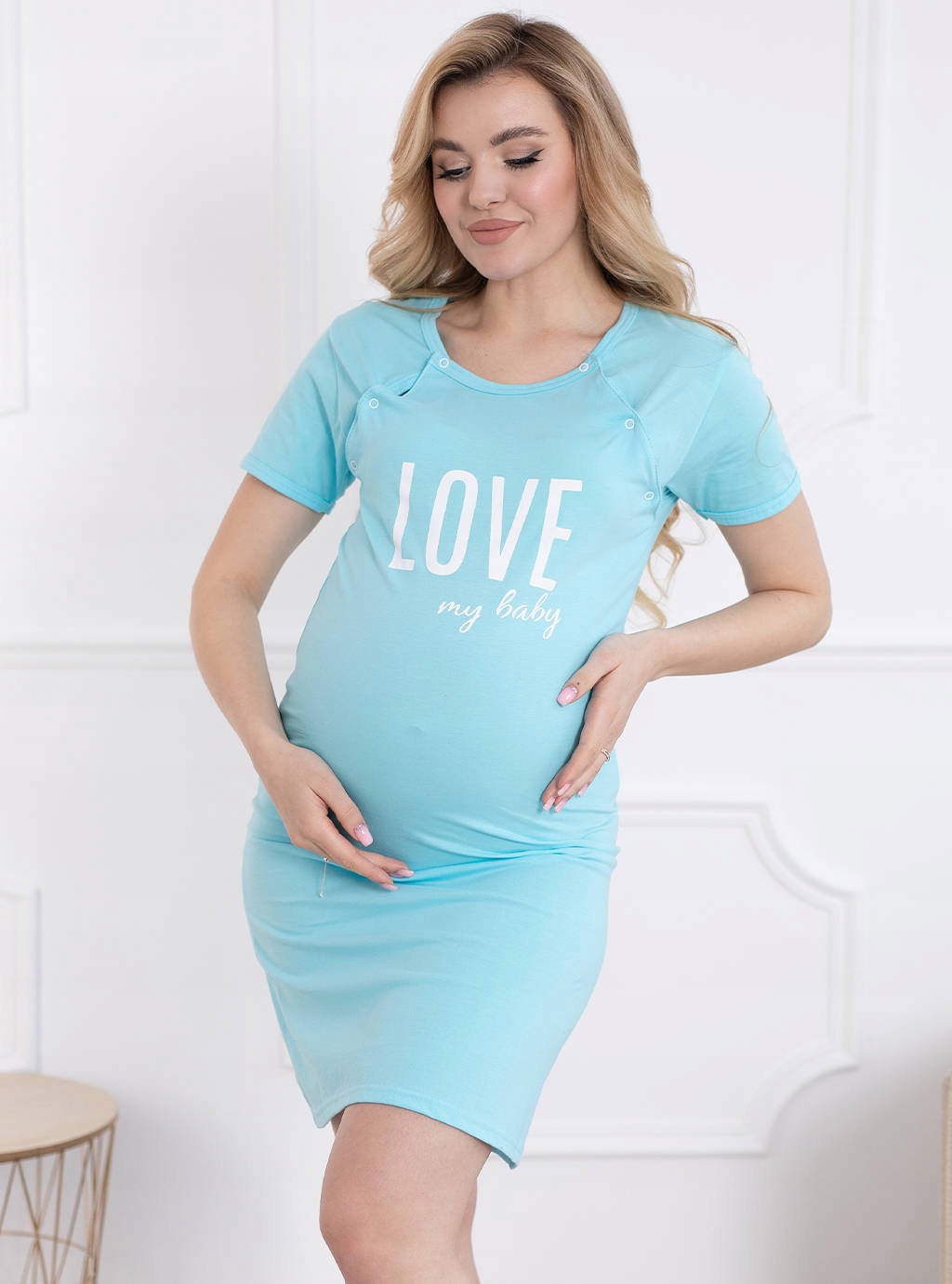 KOSZULA CIĄŻOWA DO KARMIENIA ROZPINANA NAPY M Długość przed kolano
