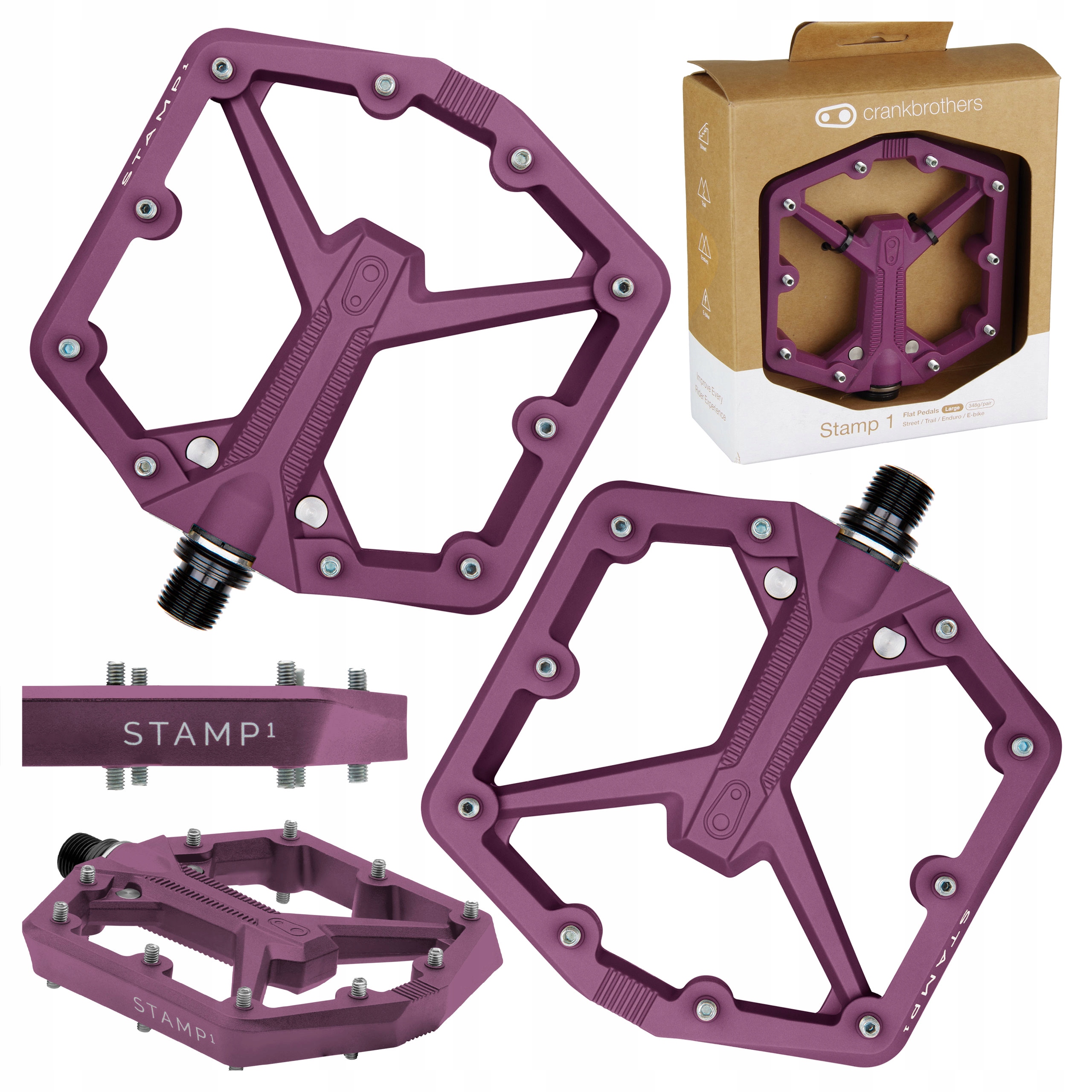 Pedały Rowerowe Crankbrothers Stamp 1 Large Gen 2 Platformowe Fioletowe