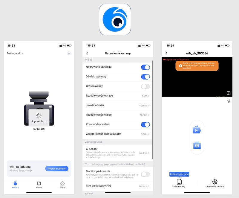 REJESTRATOR KAMERA SAMOCHODOWA GPS WIFI FHD+SD Karta pamięci w zestawie 64 GB