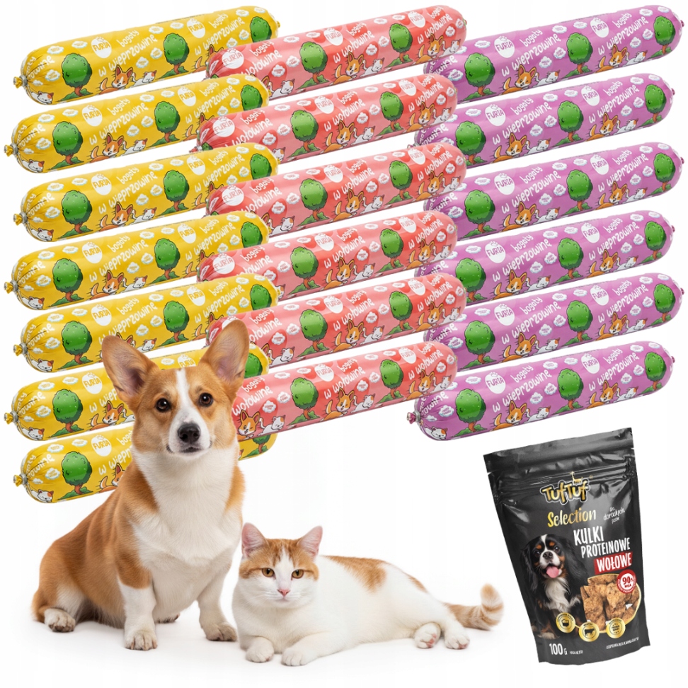 Krmivo Pro Psy A Kočky Vlhké Krmivo Masová Tyčinka MIX Chutí 19x1kg Furia