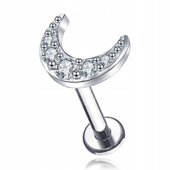 

Labret Srebrny Księżyc Cyrkonie Tytan G23 1,2/8