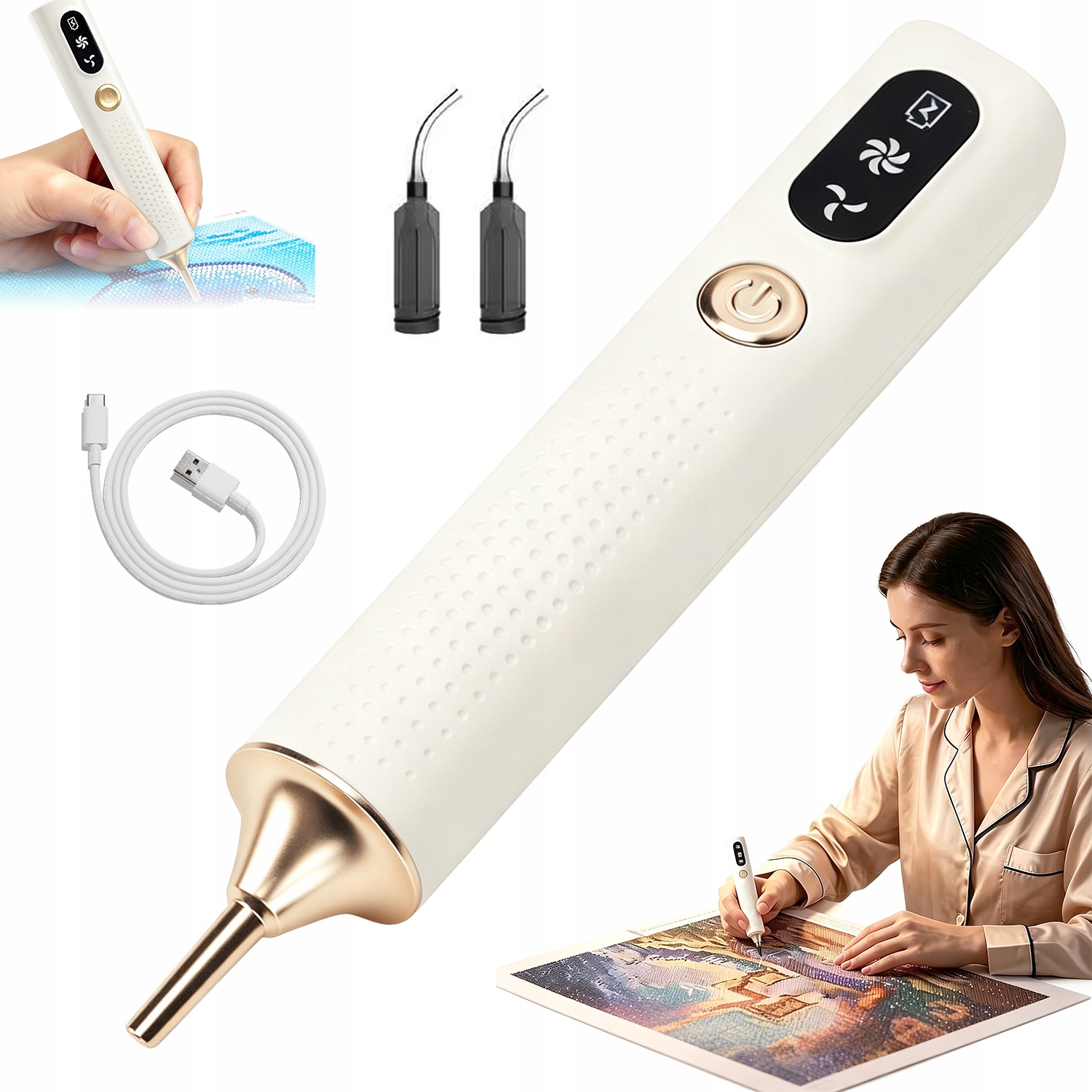 Elektrický Propiska Pro Malování Diamanty Přenosný Diy Kříž Sada
