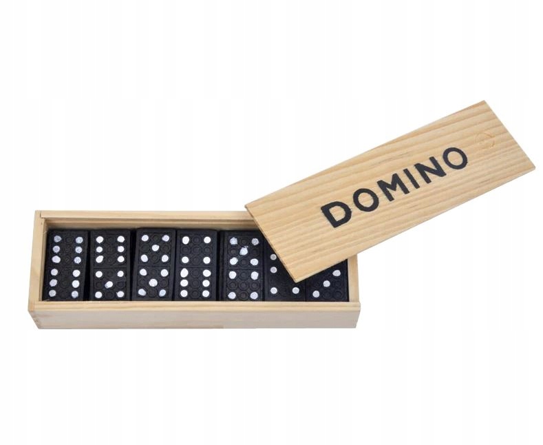 DOMINO DREWNIANE W PUDEŁKU GRA RODZIMMA 28 ELEMENTÓW Typ Podstawa