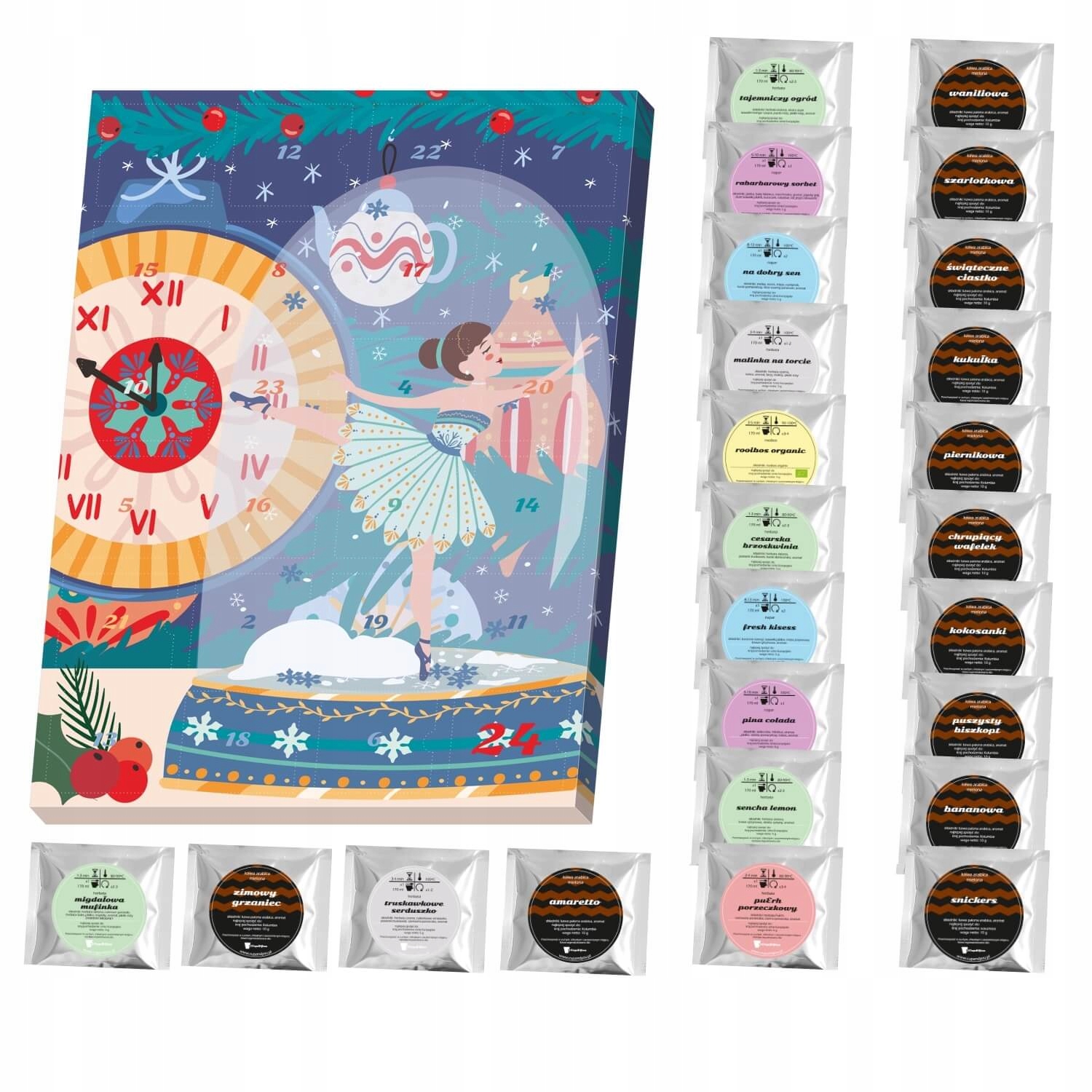 Адвент-календарь Cup&You, подвесной конверт, 24 вкуса ароматизированного кофе и чая — фото 2