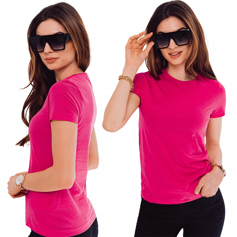 

T-shirt damski bez nadruku 001SLR różowy L