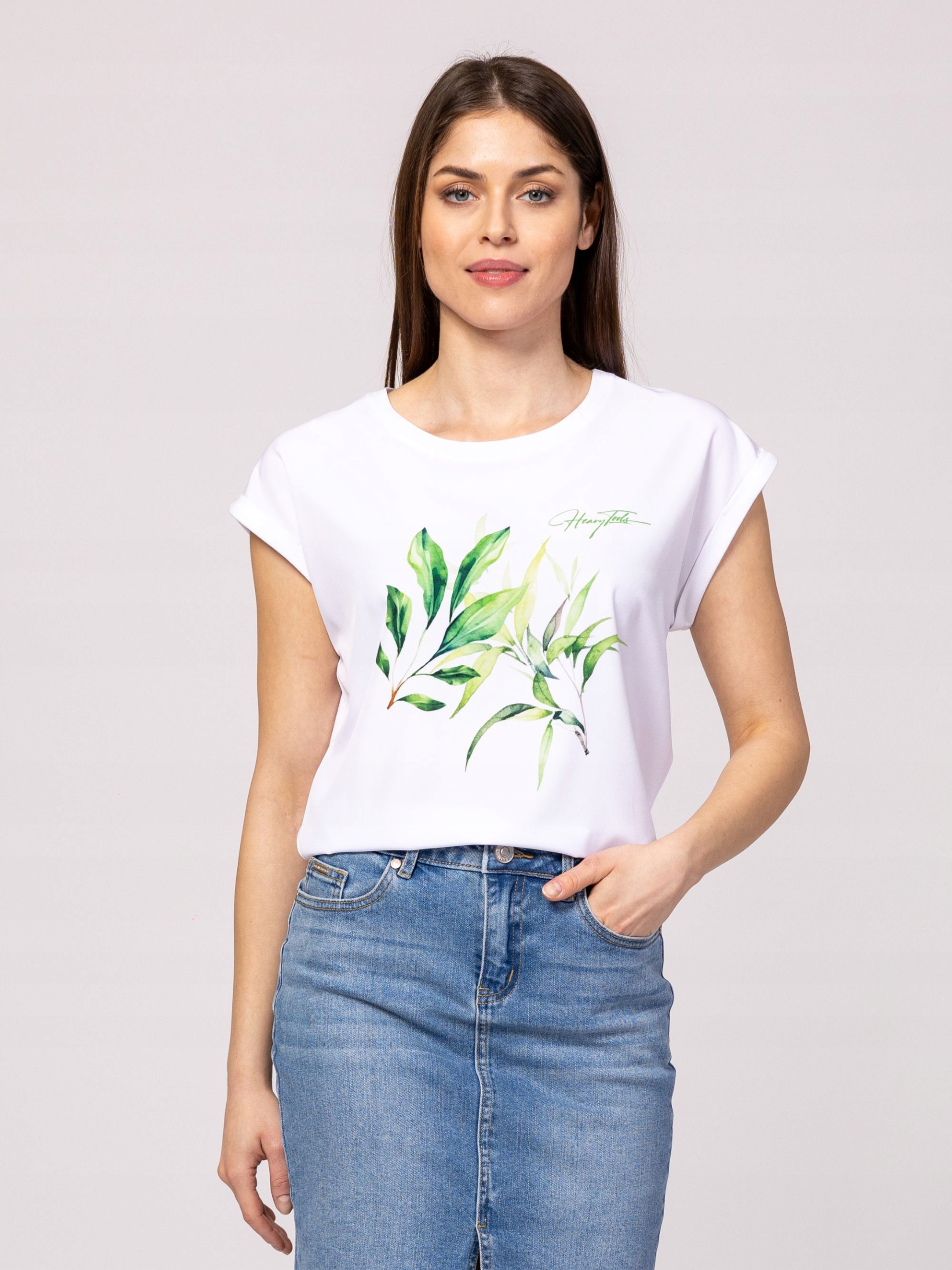 Heavy Tools Dámské Tričko Tričko MONAS25 Leaves Bílá Velikost XXL