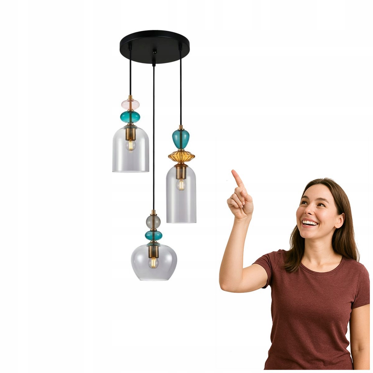 Moderní závěsná lampa Busco 3xE27 Černá a zlatá Italux