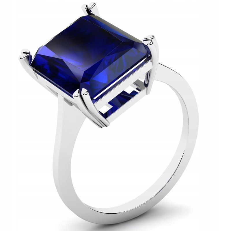 

Pierścionek Z Białego Złota Szafirowa Cyrkonia