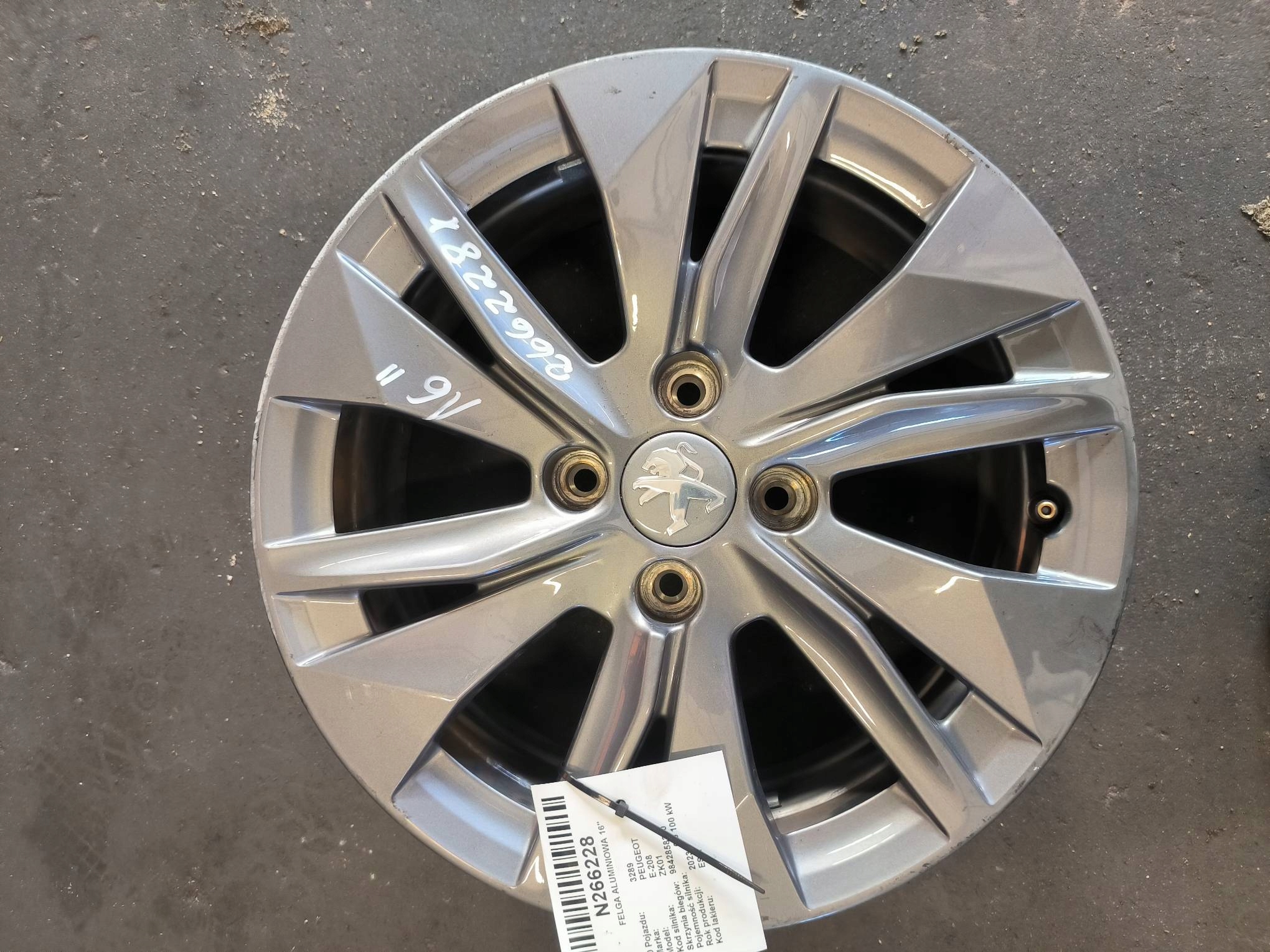 disk hliníkový 16'' 4X108 9828185580 PEUGEOT E-208