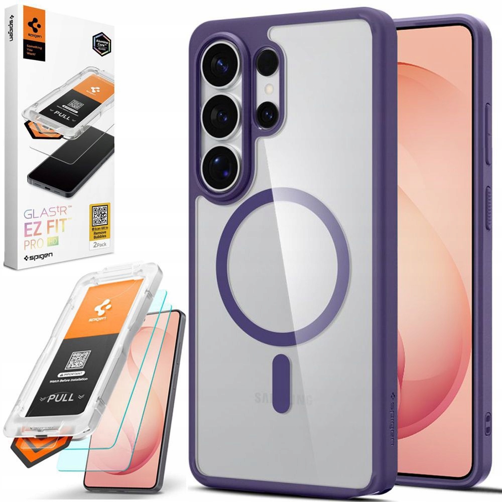 Spigen: Pouzdro Ultra Hybrid MagSafe Fialové 2x Sklo pro Galaxy S26 Ultra