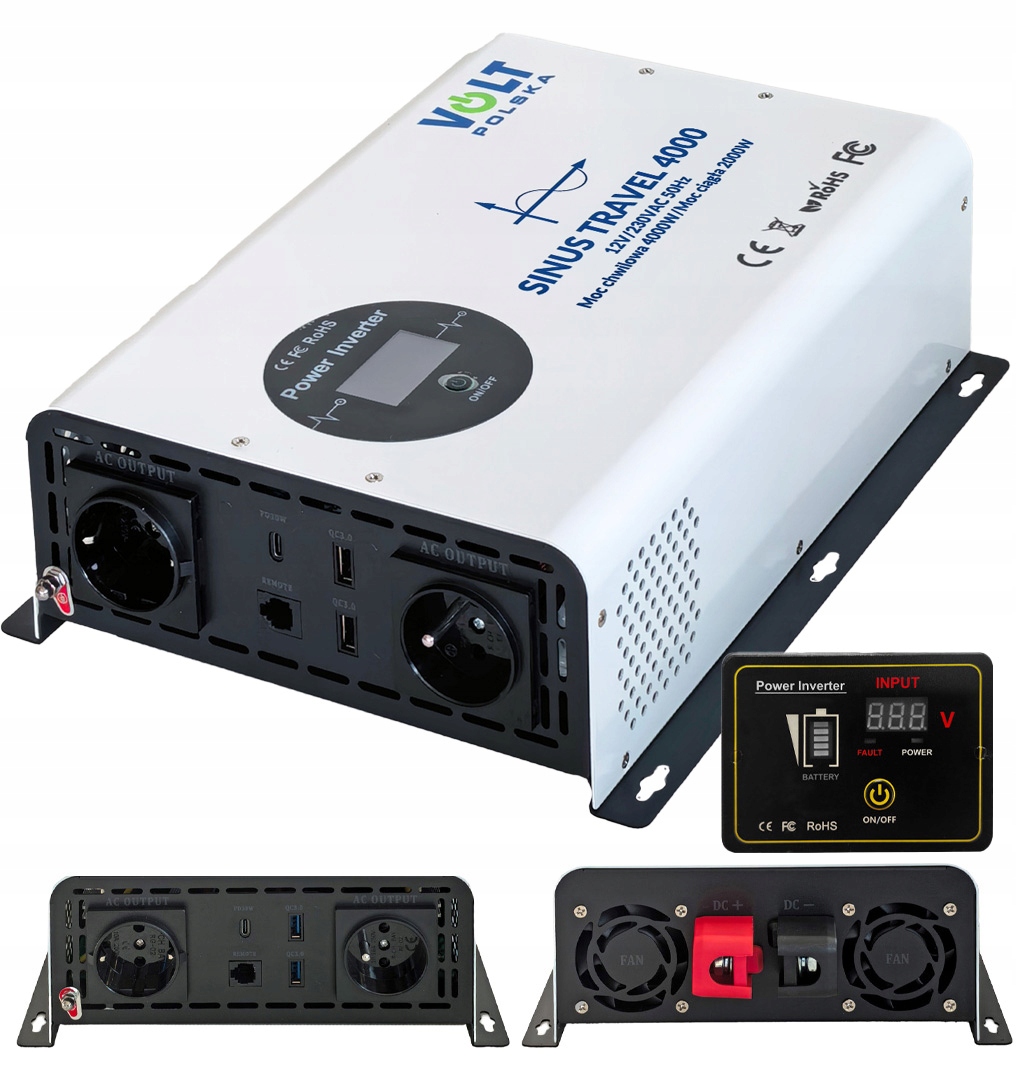 Przetwornica Napięcia Volt Polska Sinus Travel 4000 LCD 12V/230V Pilot