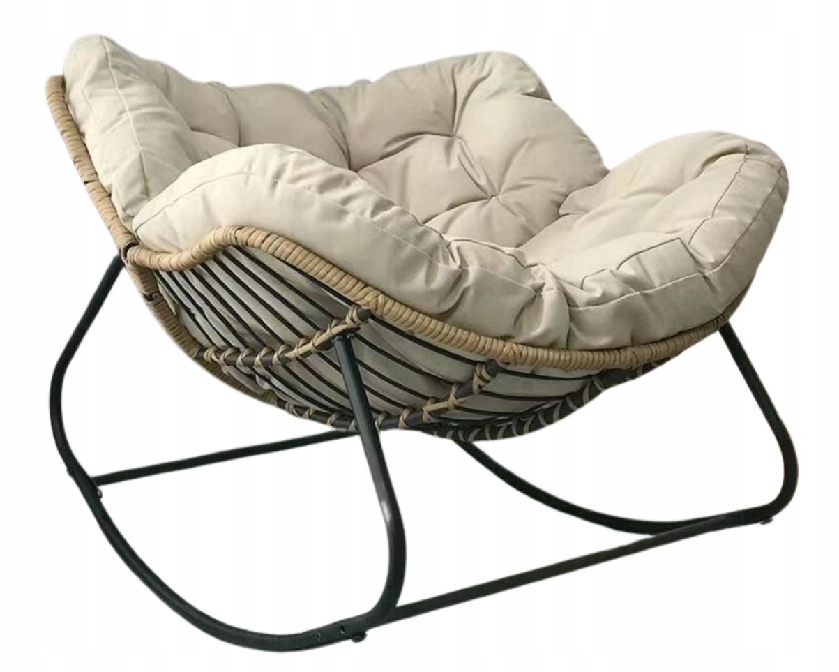 Fotel Bujany Nowoczesny Ogrodowy Do Salonu Skandynawski Kokon XXL Beżowy