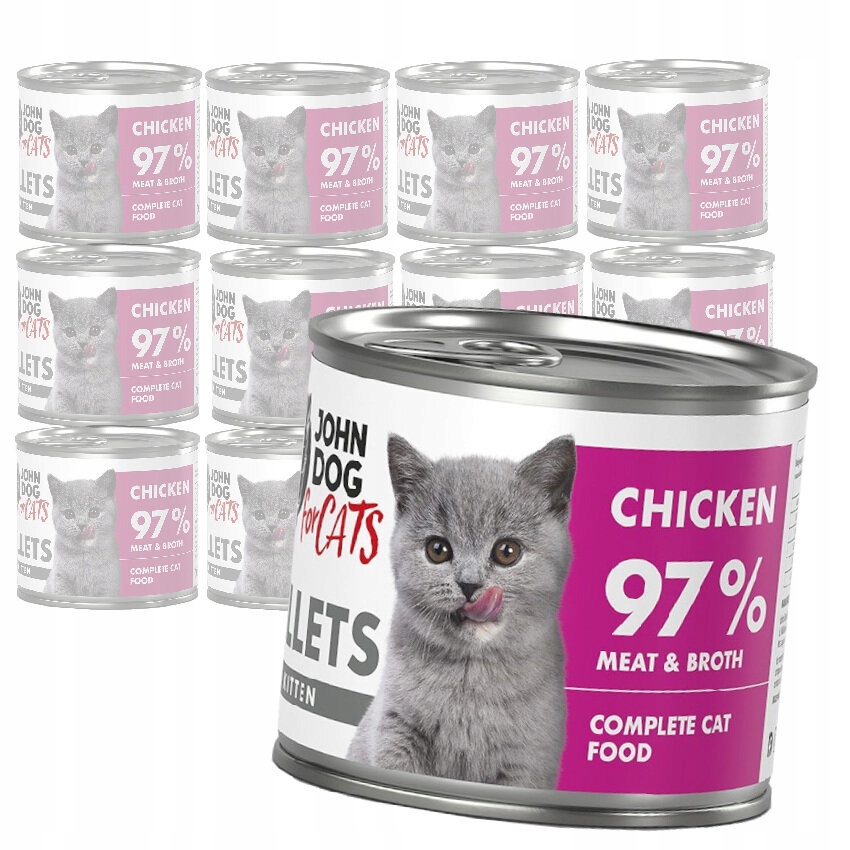 Levně John Dog For Cats Vlhké Krmivo Pro Koťata Kuřecí Filety Plechovka 12x140g