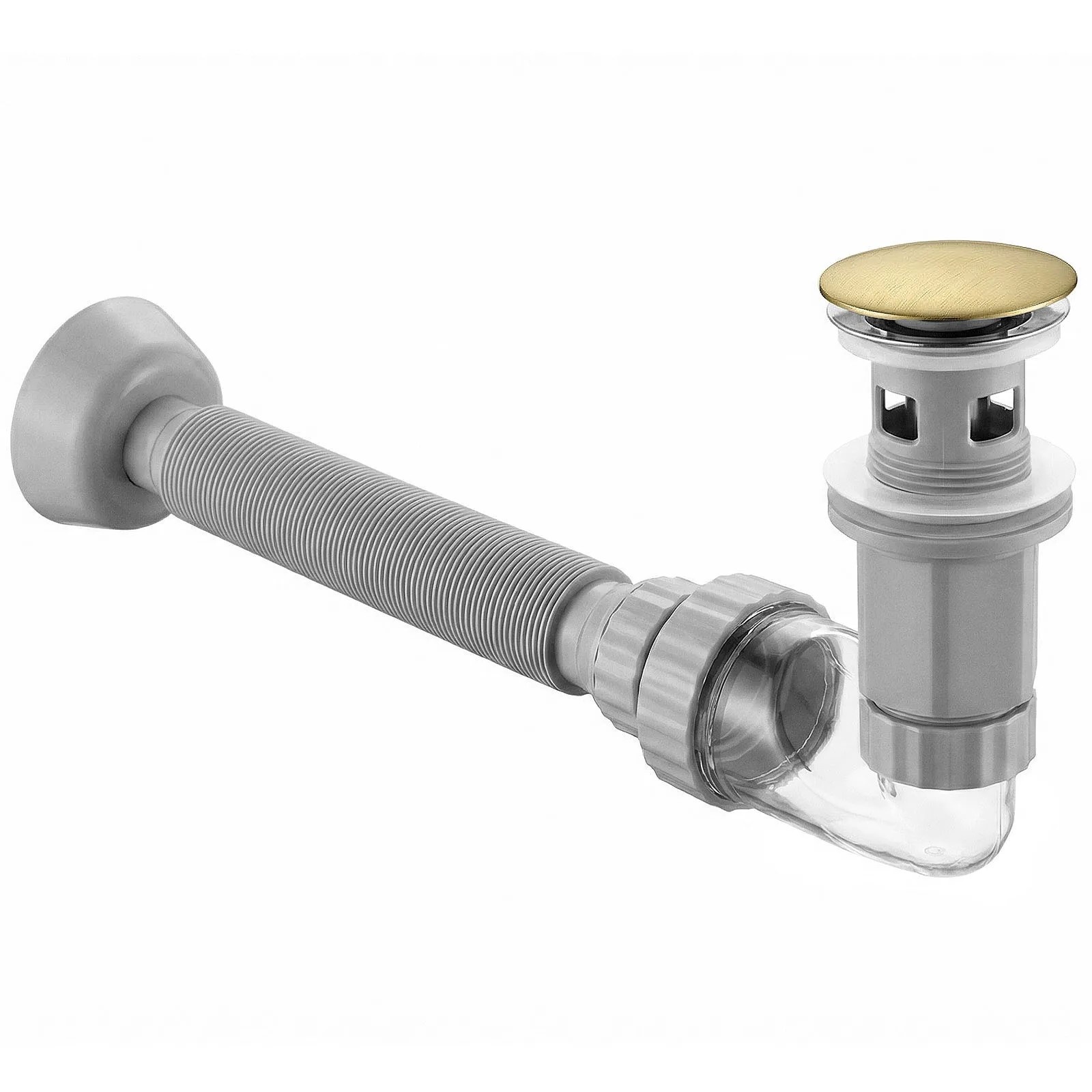 Umyvadlový Sifon Zátka Klik Klak Přepad 45 mm Flow Zlatý Kartáčovaný Rea