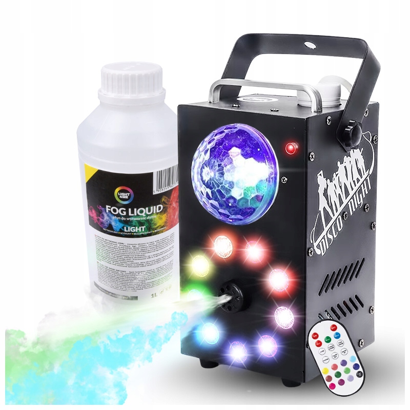 3v1 Výrobník Kouře Mlhy Dýmovač Efekt 9 Rgb diod Disco Koule Pilot