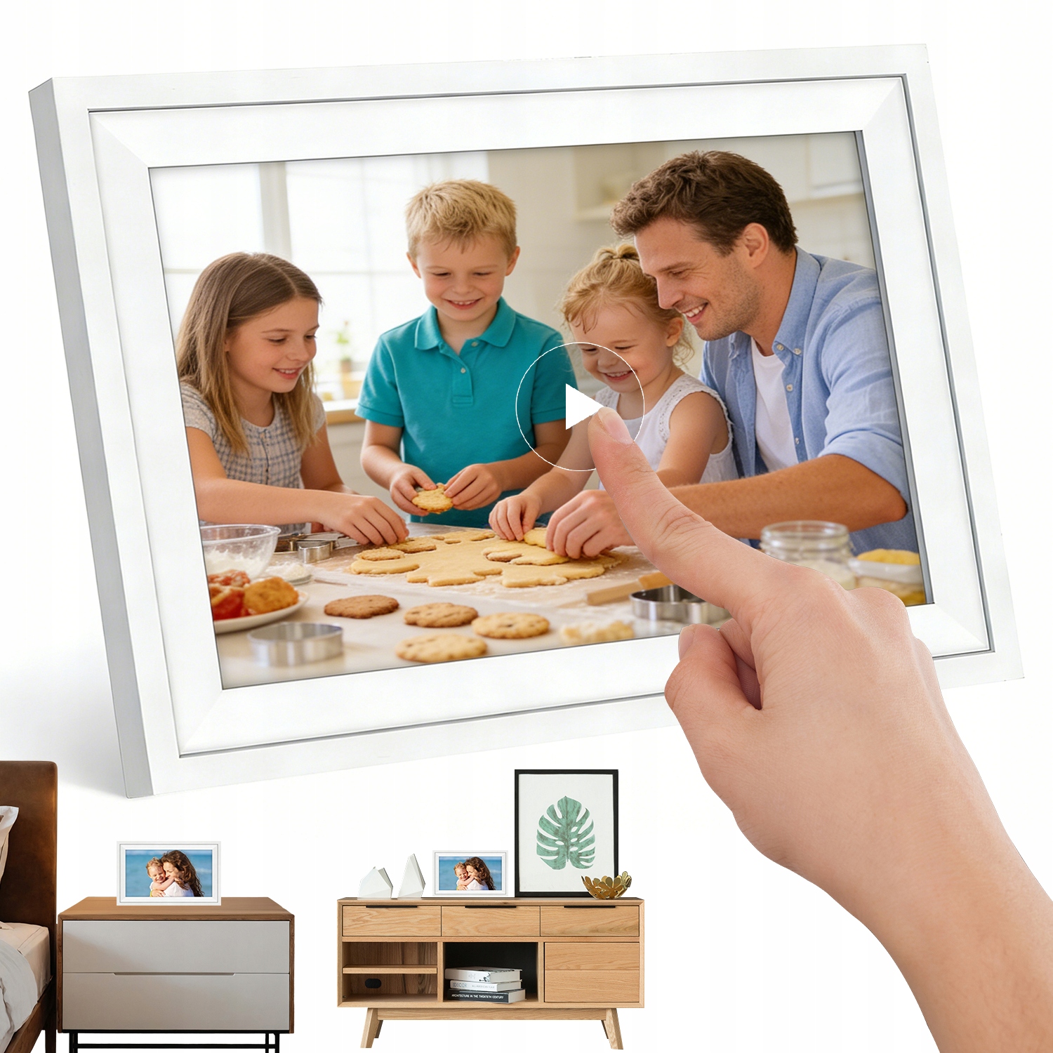 Rámeček Na Fotografie Frameo Wifi 32GB 15,6" Dotykový Fotorámeček Dřevo