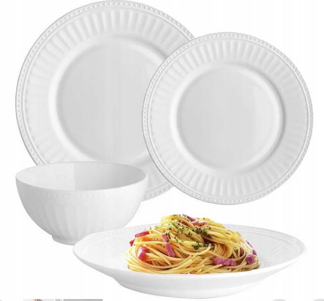 Jídelní sada talíře pro 6 osob 24el bílá Roma Florina