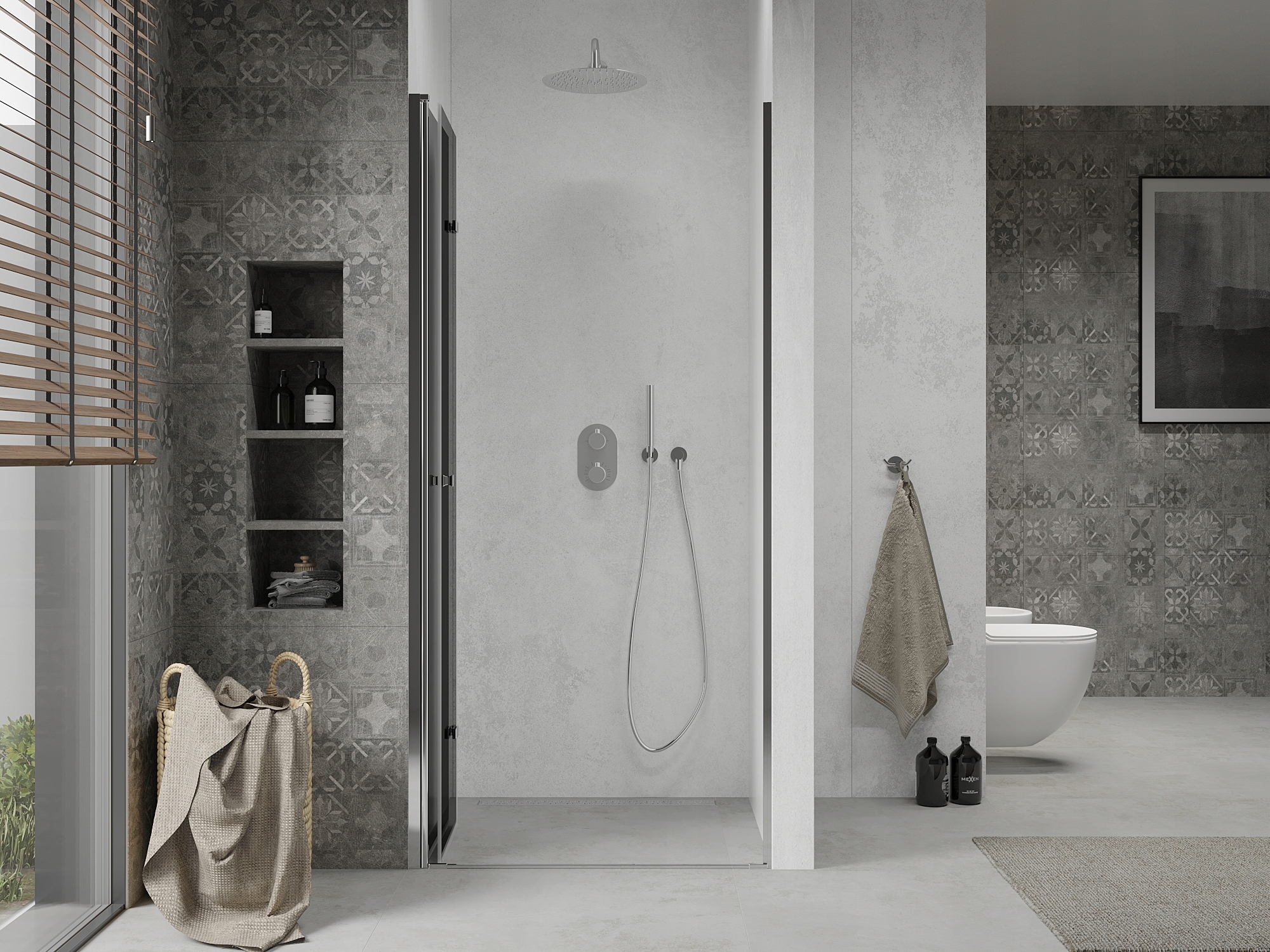 MEXEN LIMA DRZWI PRYSZNICOWE SKŁADANE 110 cm GREY Kod producenta 856-110-000-01-40