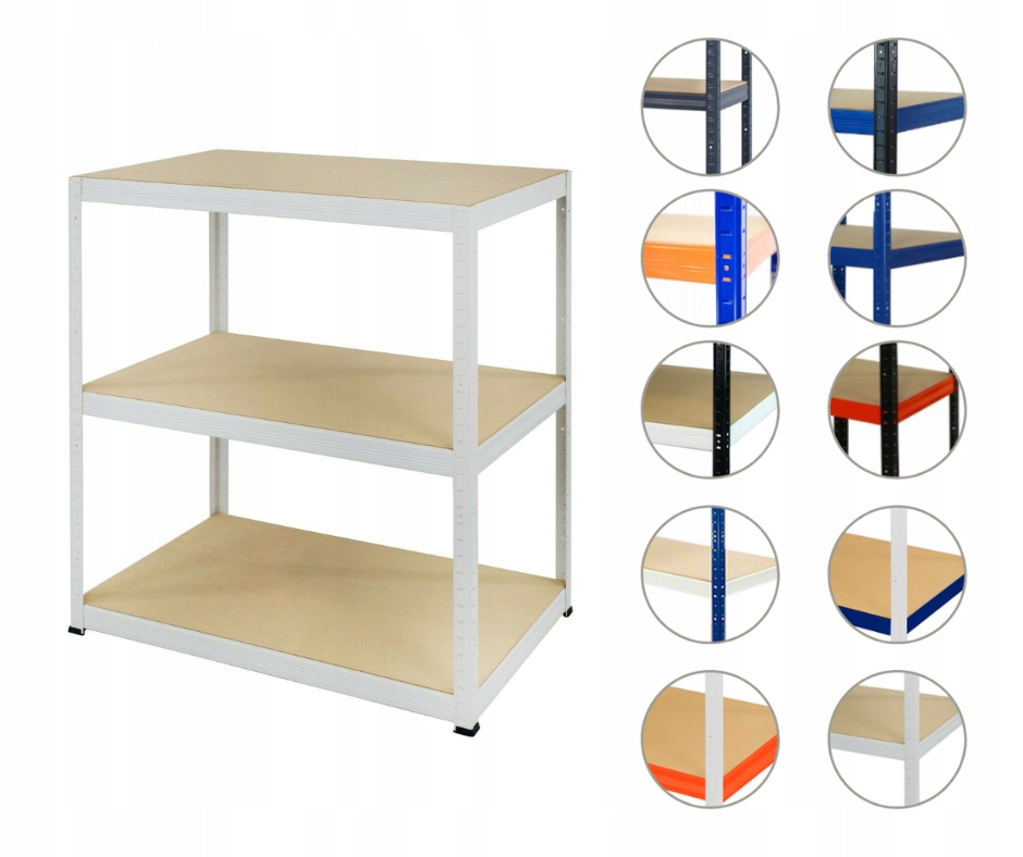 Kovový regál, skladový nemocniční regál Helios, bílý, 90x050x30 3 polic