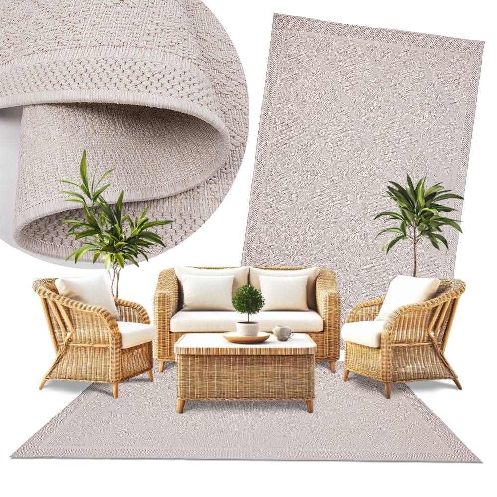 Koberec plochý tkaný na balkon terasu Jersey Moderní koberec sisal 100x150