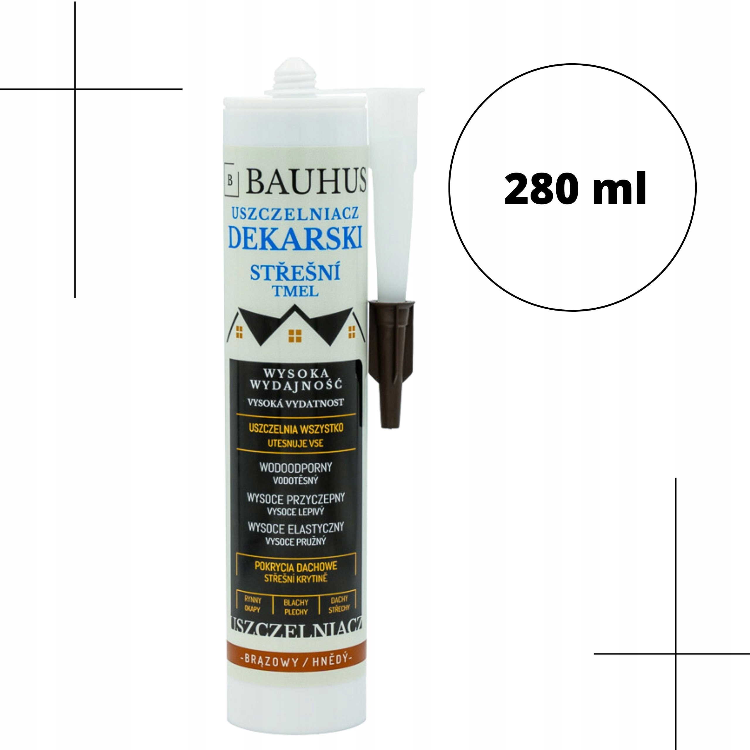 Uszczelniacz dekarski BRĄZOWY Silikon do DACHÓW RYNIEN Bauhus Marka Bauhus