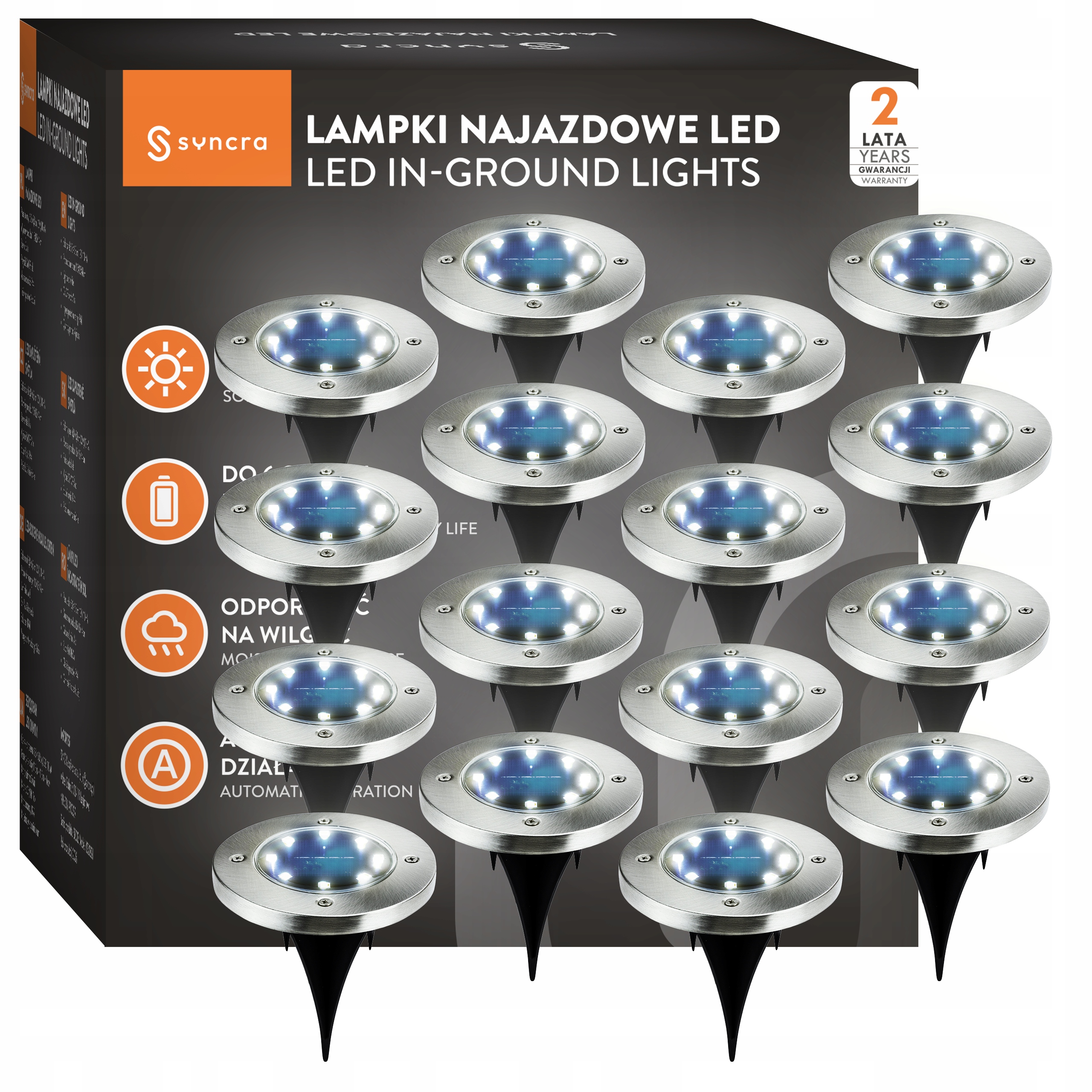 16 x Solární Lampa Led Zahradní Nájezdová Zemní Disky Solární Lampy Silné