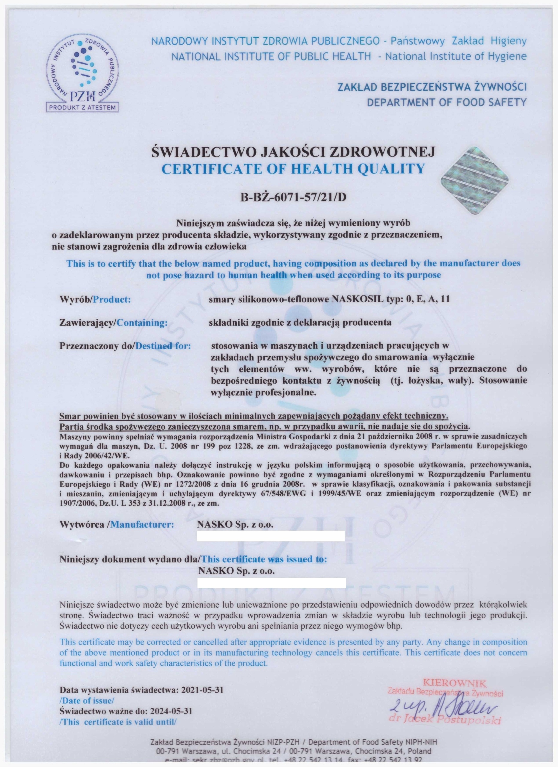 Smar Naskosil 0 20kg - smar silikonowy EAN (GTIN) 5906269132177