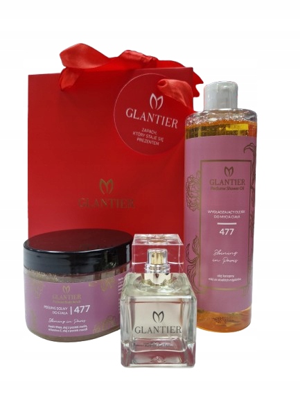 Glantier 477 Sada pro ni (parfém, mycí olej, peeling, taška)