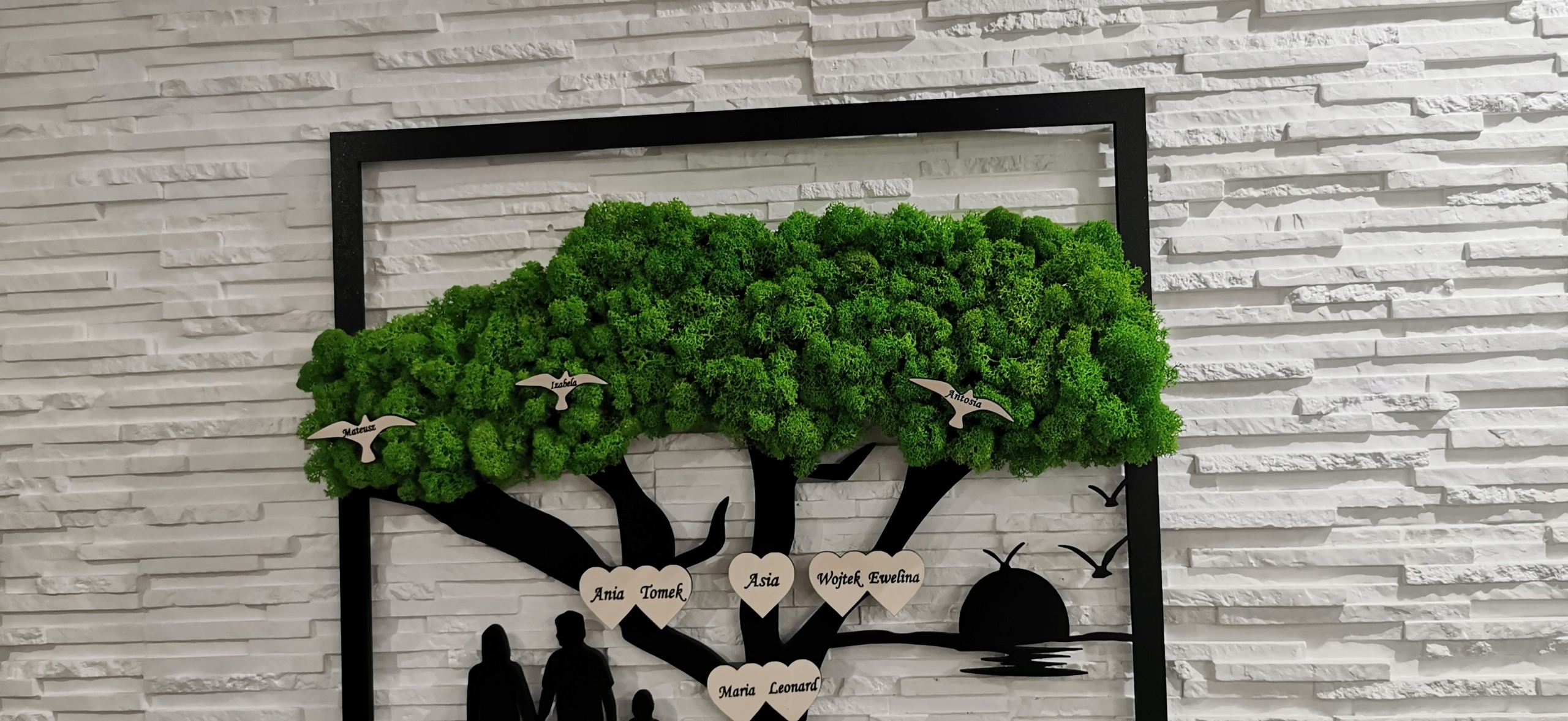 Obraz mech bonsai rocznica ślub konf rodziny wnuki dzieci ptaki serca 50x50 Kod producenta 1011