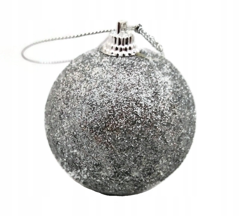 

Bombki styropianowe brokat Srebrny zestaw 6szt 6cm