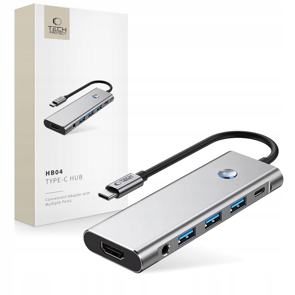 Hub Adapter 9IN1 Tech-protect HB04 Usb-c USB2.0/3.0 Hdmi 4K 60HZ Sd/tf 100W