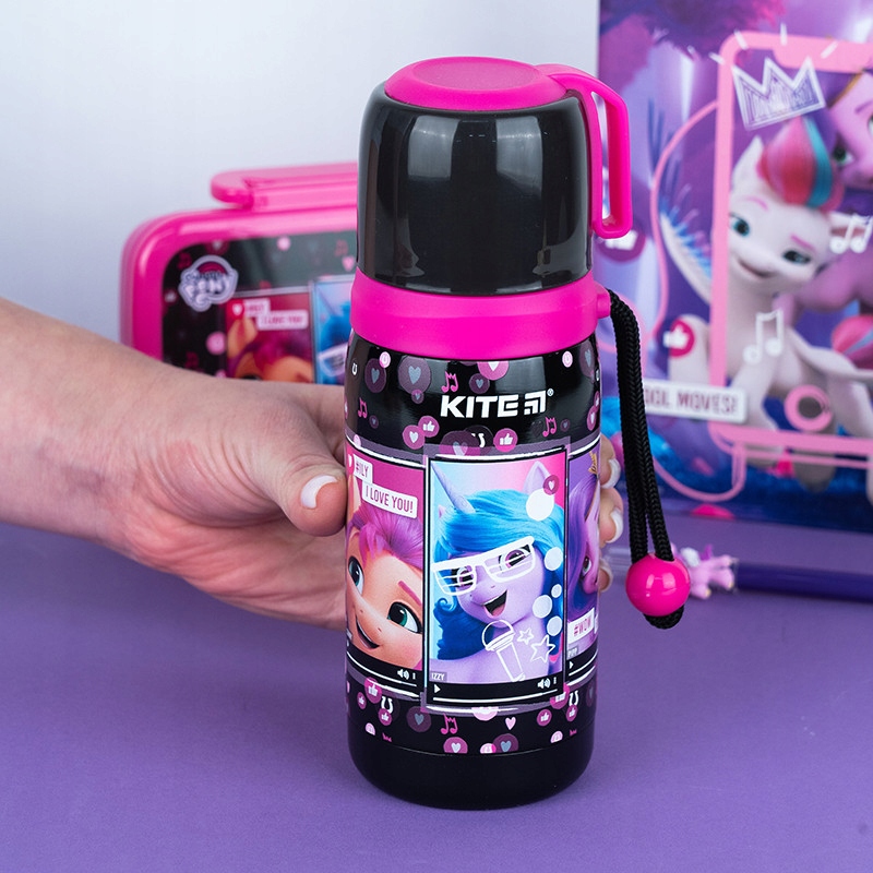 TERMOS DLA DZIECI Z KUBKIEM METALOWY 350 ml MY LITTLE PONY KITE Kolor czarny