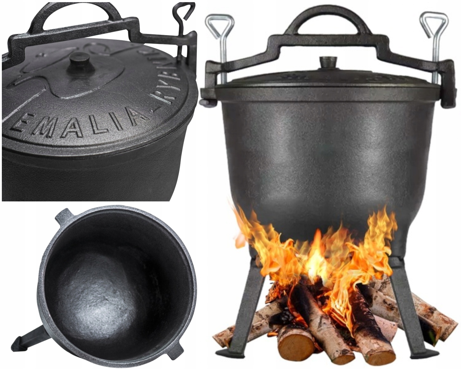 Liatinový Kotlík, Prenosné Záhradné Ohnisko 14 Kg, 8 Osôb