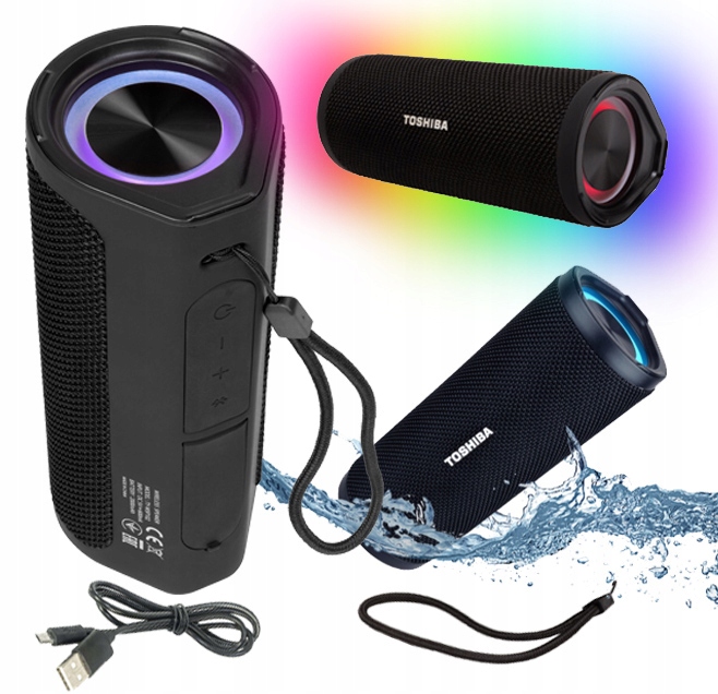 Toshiba Przenośny Głośnik Bezprzewodowy Bluetooth Led IP67 Usb Partybox
