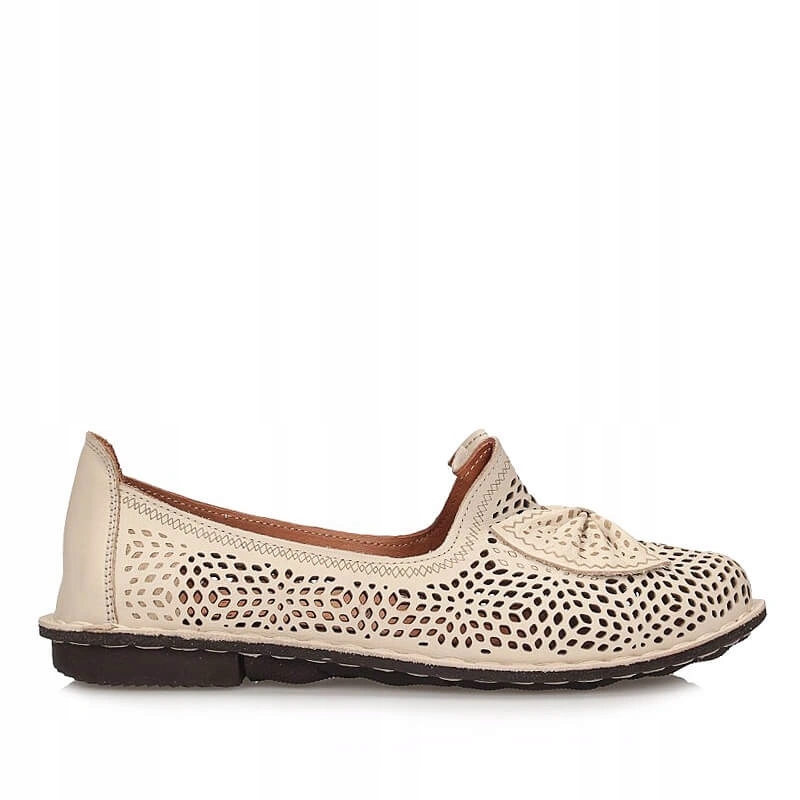 Dámské polobotky Comfortable 830049-08 béžové, béžové, ažurové, nazouvací, kožené